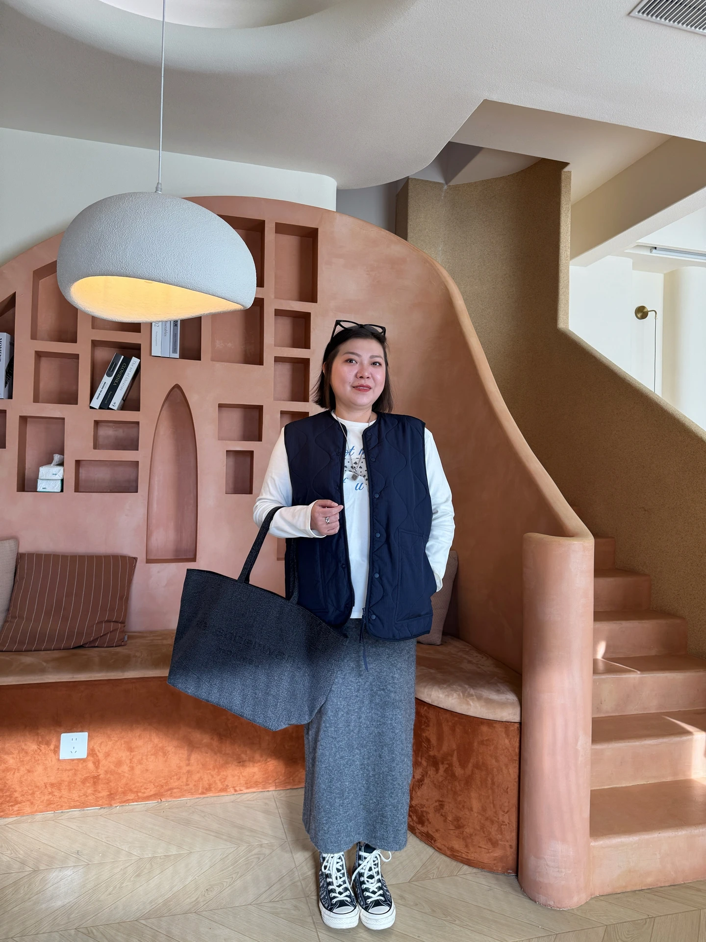 

Large Size Women's Autumn Winter Cotton Workwear Sle Gourd Pattern Thin Cotton Vest Commute Sle V-Ne Regular Length