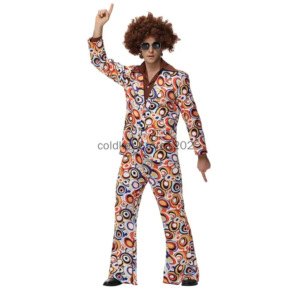 Men Women Retro 70s 80s Hippie Costume Disco Rock Hip-Hop for Cosplay Couples Purim Halloween Disfraces De Adulto