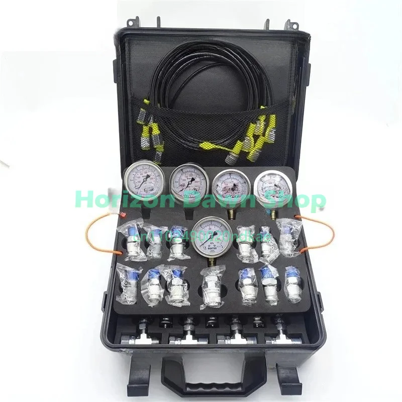 Hydraulic Pressure Test Kit with 5 Gauges 13 Couplings 14 Tee Connectors