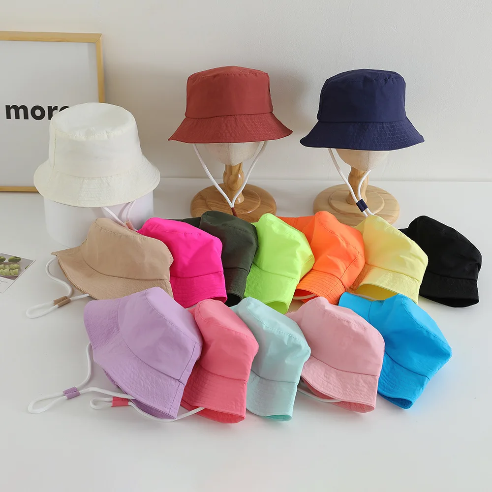 

1-5Y Korean-style ins kids' breathable bucket hat for babies, spring and summer thin outdoor sunshade, versatile candy-colored t