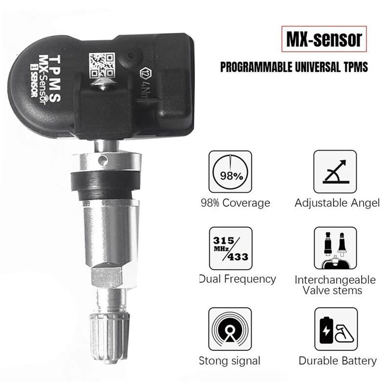 6Pcs Programmable MX Sensor 315MHZ+433Mhz Universal 2 In 1 Tire Pressure Monitoring System TPMS Tool-Program For AUTEL