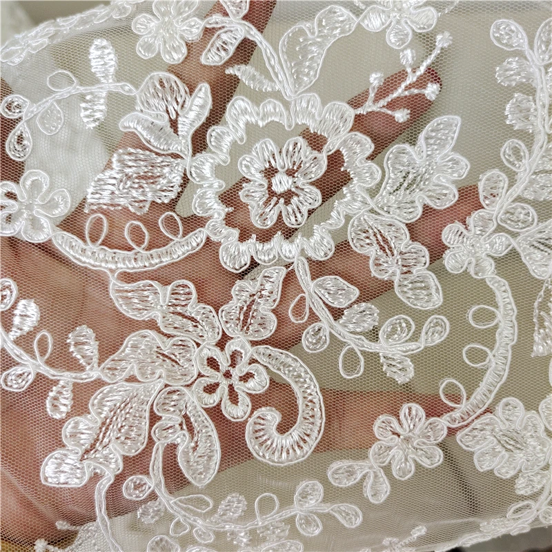 White Border Lace Trim, Wedding Dress, Headdress, Bridal Fabric, DIY Accessories, RS4042, 2Yards/Lot, 35cm Width