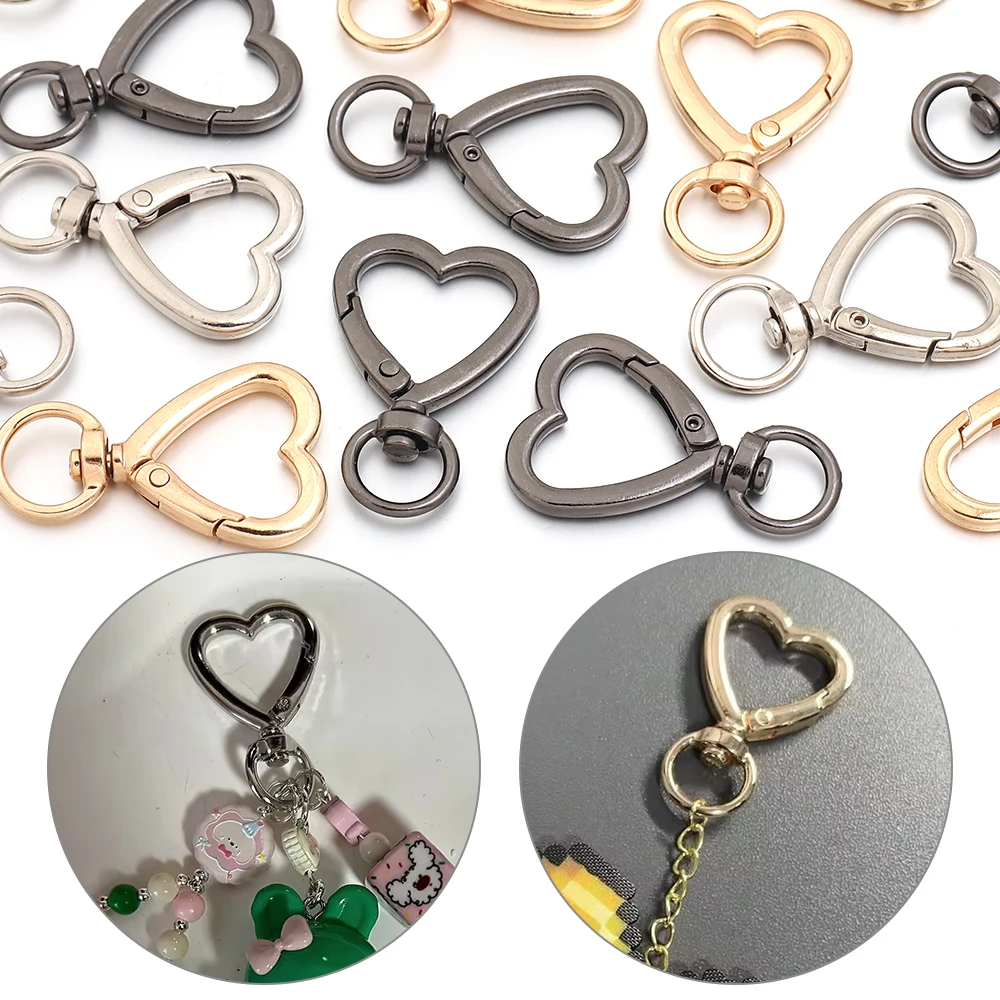 5pcs Alloy Heart Lobster Claw Clasps Swivel Lanyards Trigger Snap Hooks Strap For Jewelry Making DIY Bags Keychain Key Rings