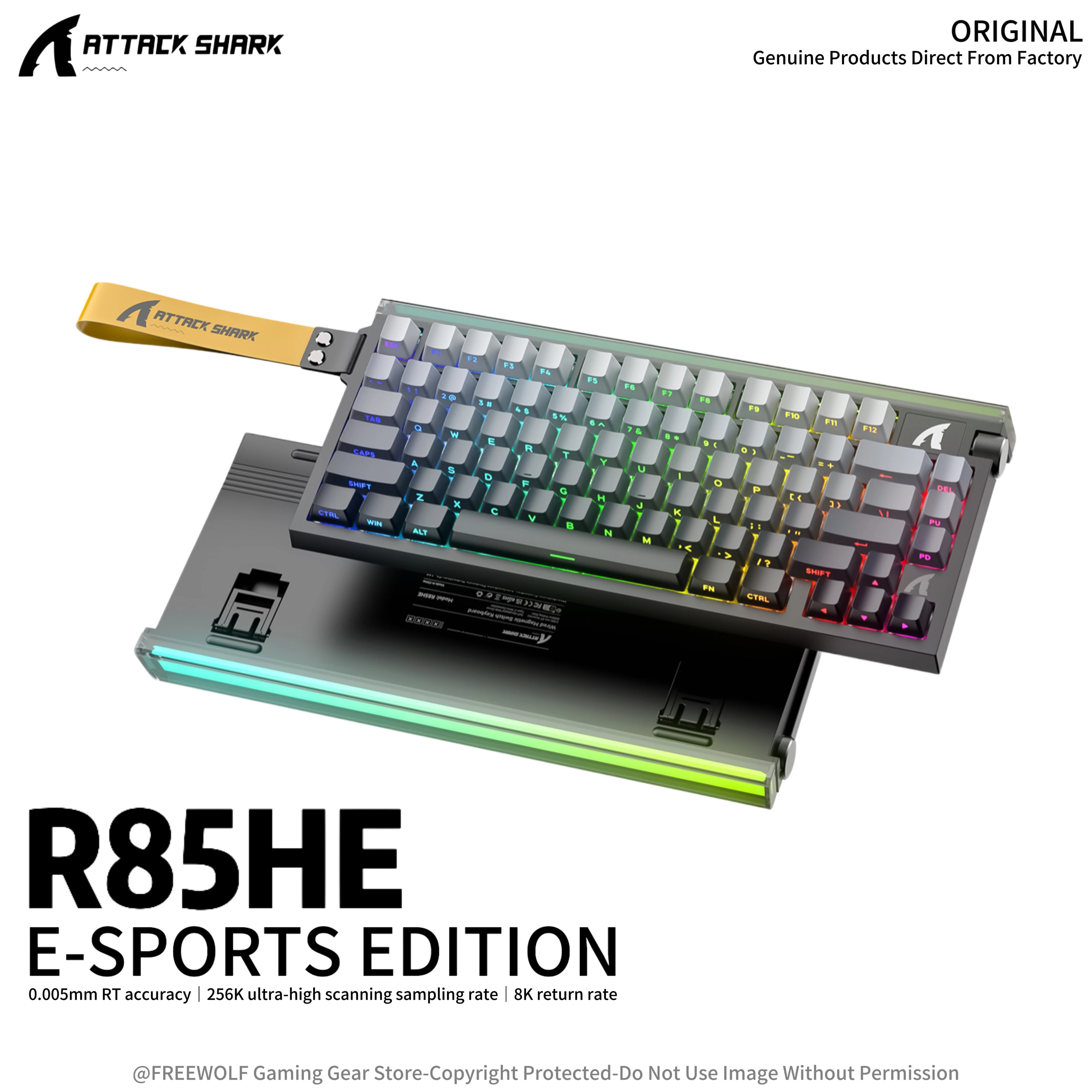 

Игровая механическая клавиатура Attack Shark R85HE с точностью отклика 0.005 мм, частотой опроса 8K Гц, 256K RGB-подсветкой, проводным подключением для ПК