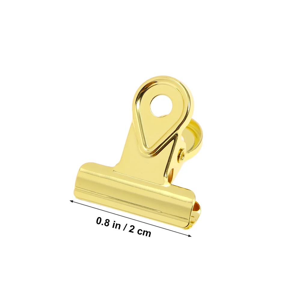 10pcs Electroplated Binder 20Mm Golden Strong Spring Paper Clamp For Office Home Use Hinge Clips Copper Clip Paper Clips