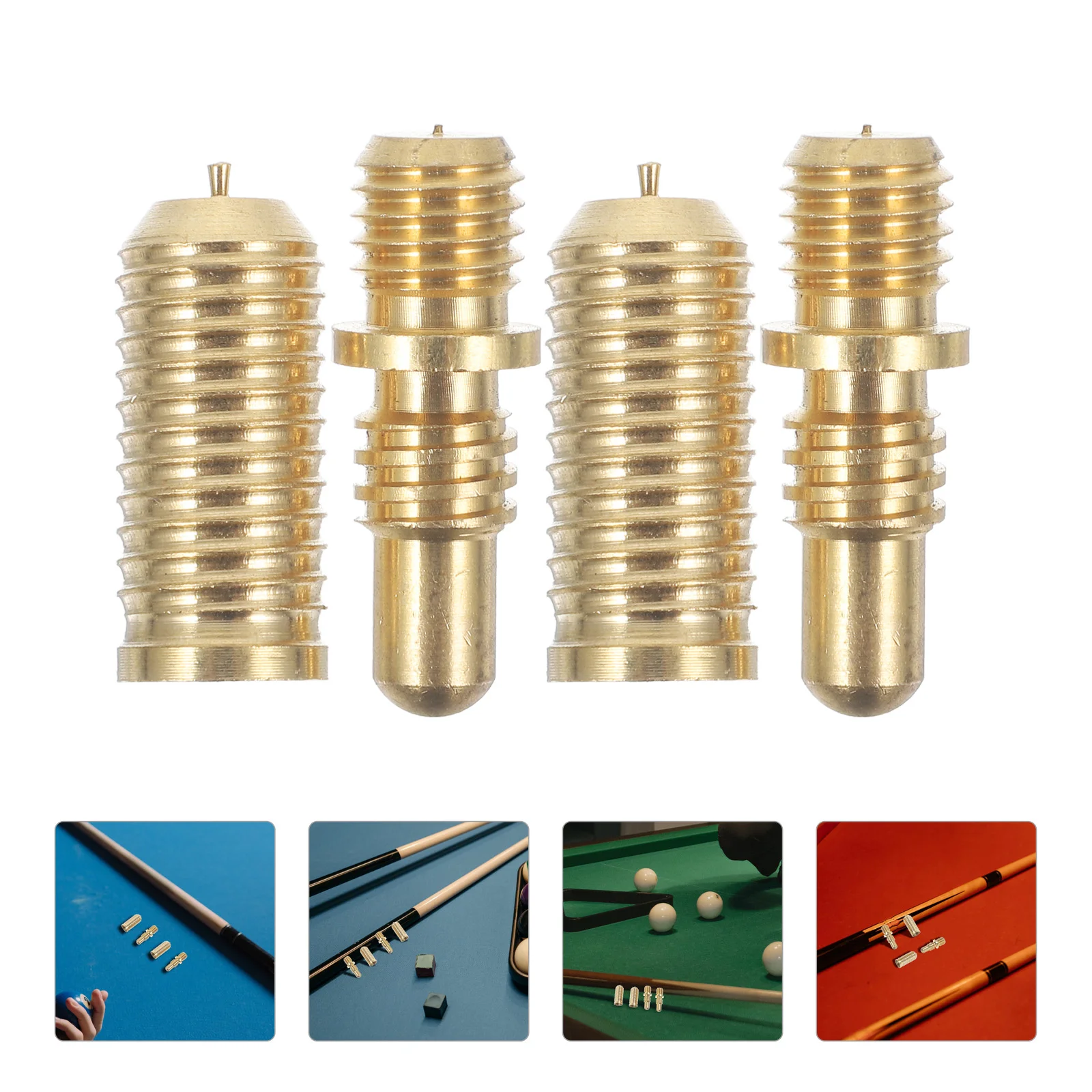 2 Sets Billiard Cue Screws Extension Rod Pool Joint Parts Component Accessories Tip Copper