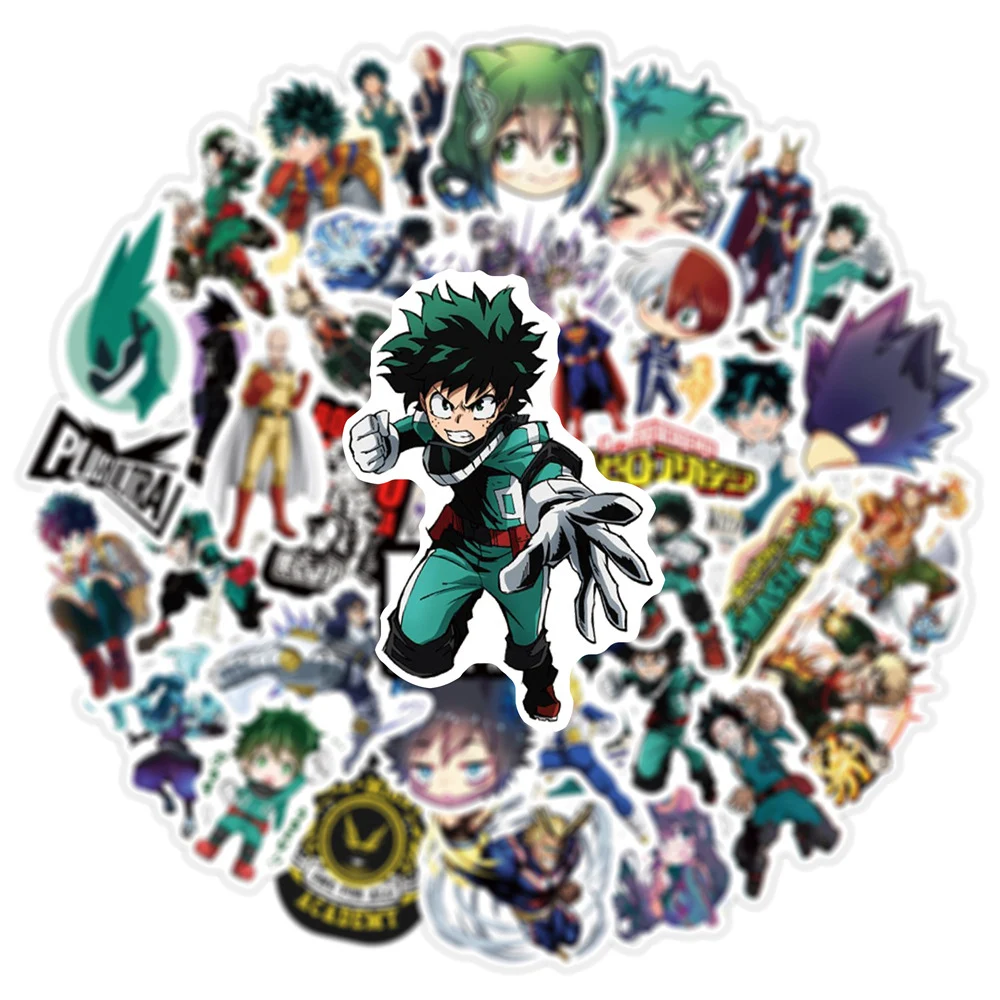 Autocollants waterproof du dessin animé My foreAcademia pour enfant, stickers, Midoriya Izuku, All Might, pour ordinateur portable, téléphone,