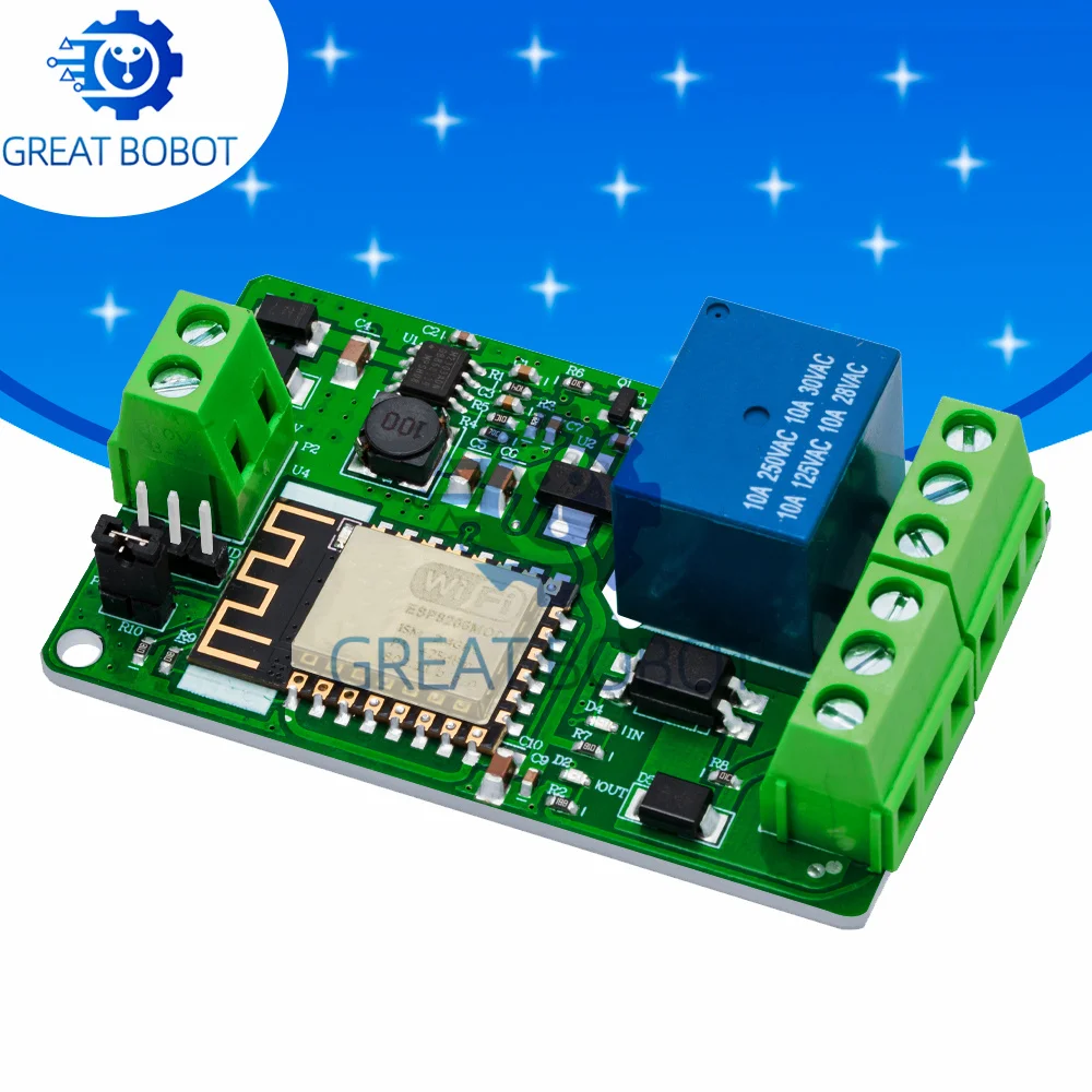 ESP8266 ESP-12F WIFI Wireless Module 1 Channel Relay Shield Overcurrent Protection Wi-Fi Network Relay Module 10A DC 7-30V