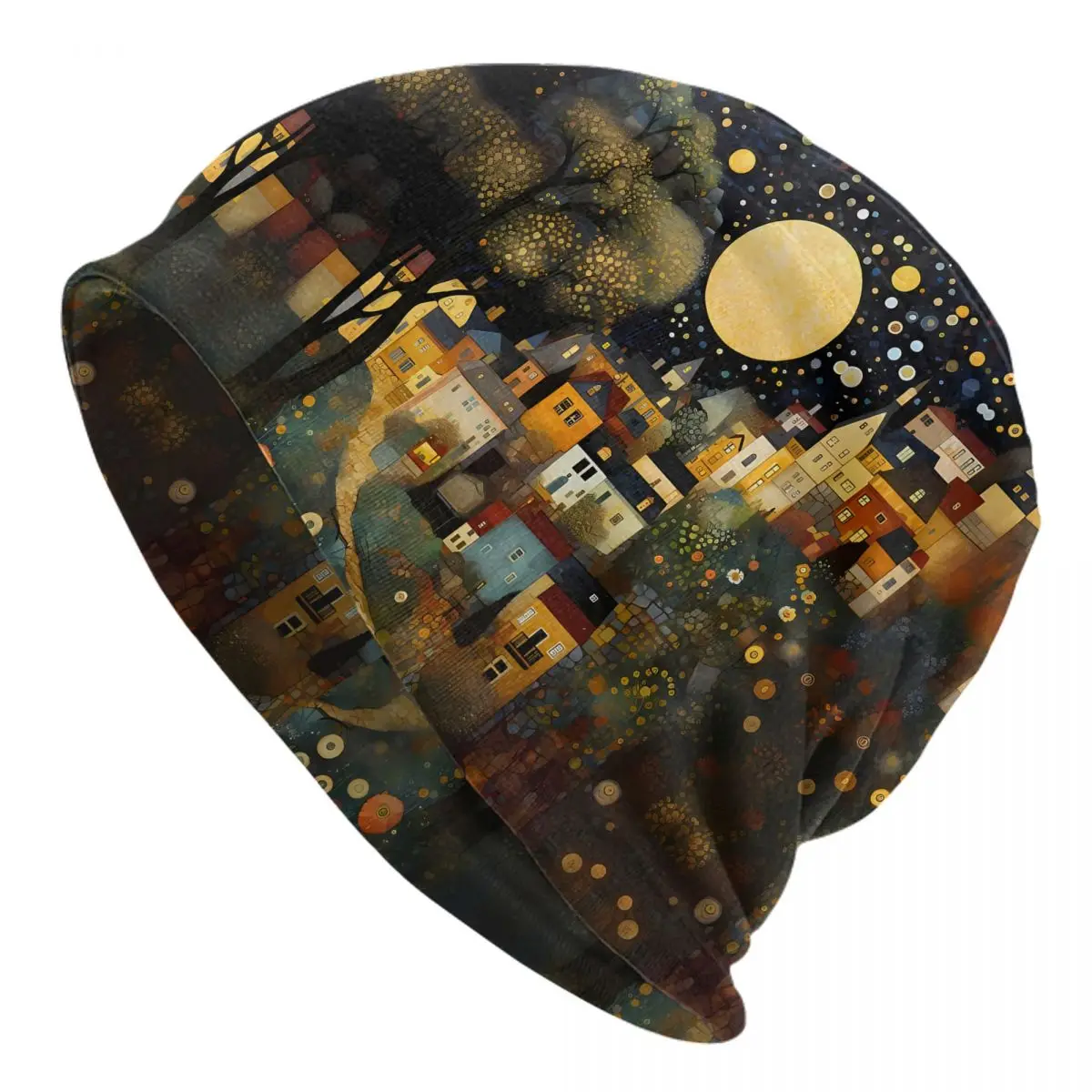 

Mural Moon Night Sky Thin Skullies Beanies Fashion Caps For Men British Folk Ski Caps Bonnet Hats