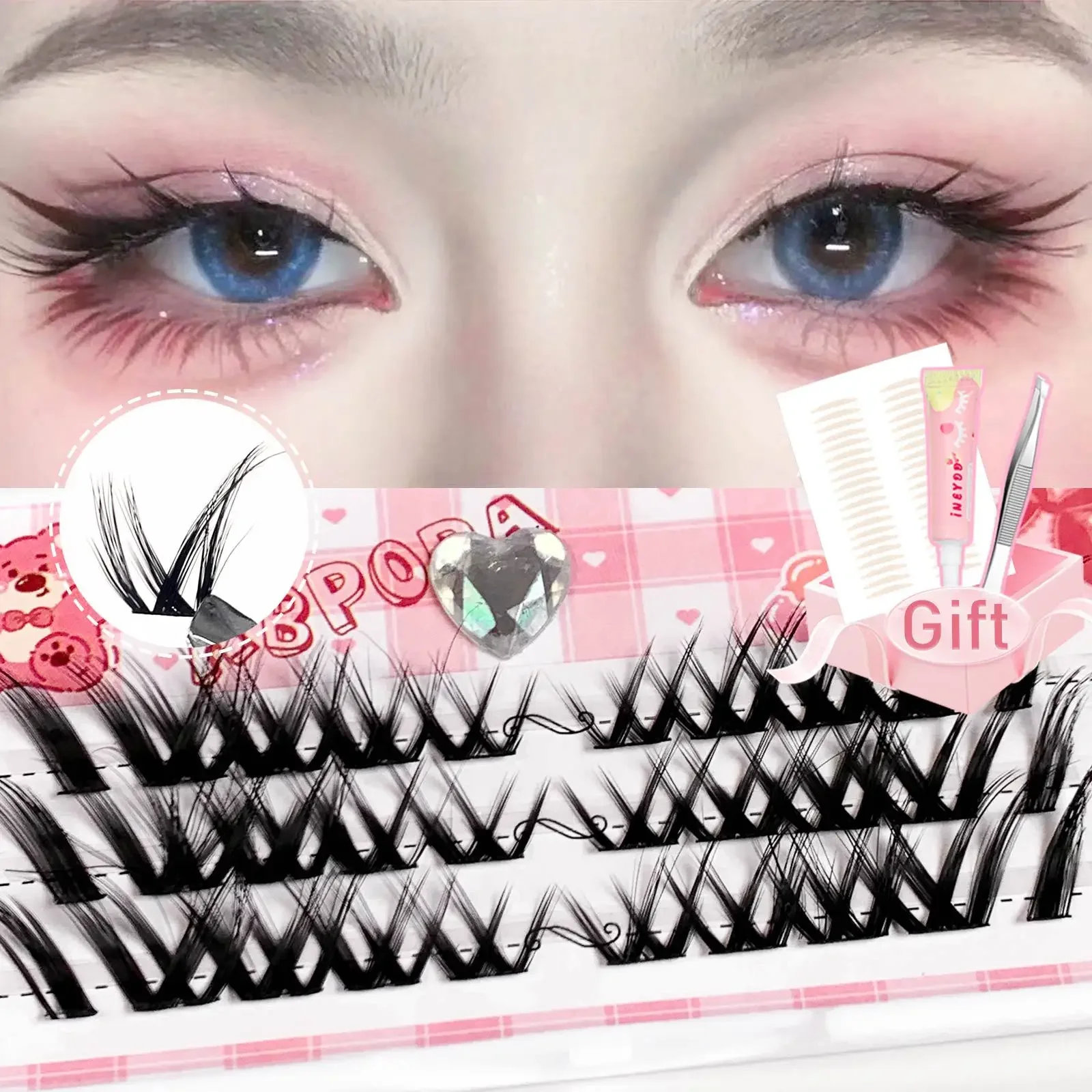 5pair Fox False Eyelash DIY Manga Lashes Transparent Terrier Strands Eyelash Soft False Eyelashes Eyelashes Daily Makeup