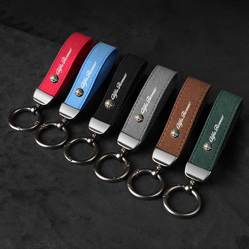 1PC Luxury Leather Car Badges Keychains For Alfa Romeo Sportiva Giulia Giulietta 159 156 Stelvio Key Chain Rings Auto Accessory