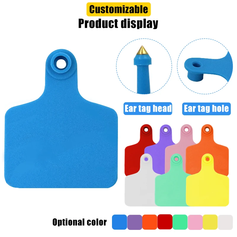 8-kolorowa plastikowa znacznik do uszu zwierząt gospodarskich, znakowana laserowo, do krów, kóz, owiec, świń, identyfikacja zwierząt, kolczyk, znacznik 001-200