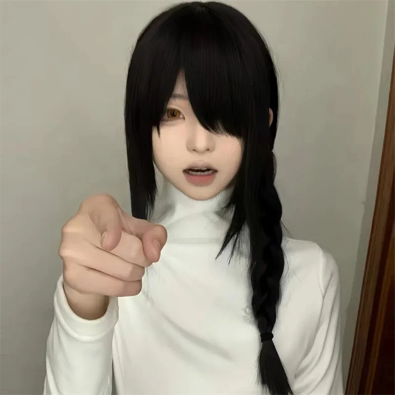 Anime Chainsaw Man Nayuta Parrucca Cosplay per adulti Capelli lunghi neri a treccia Parrucche sintetiche resistenti al calore Carnevale di Halloween Prop