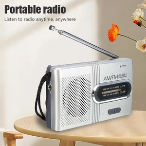 BC-R2 Retro portable radio with telescopic antenna, mini speaker, abroad, dual band, AM, FM, music reader, radio receiver, stereo, new 8 Main Sales Radio Portable AM FM - №1