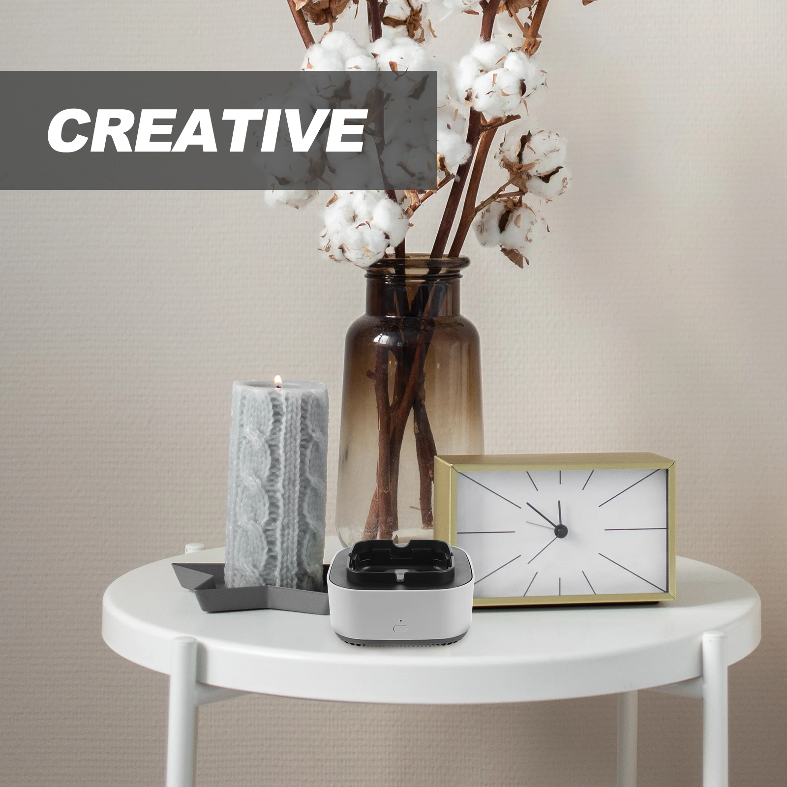 

Creative Air Purifying Ashtray Grey Indoor Outdoor Home Use Negative Ion Filter Removable Odor Secondh Smoke Aromatherapy Burner