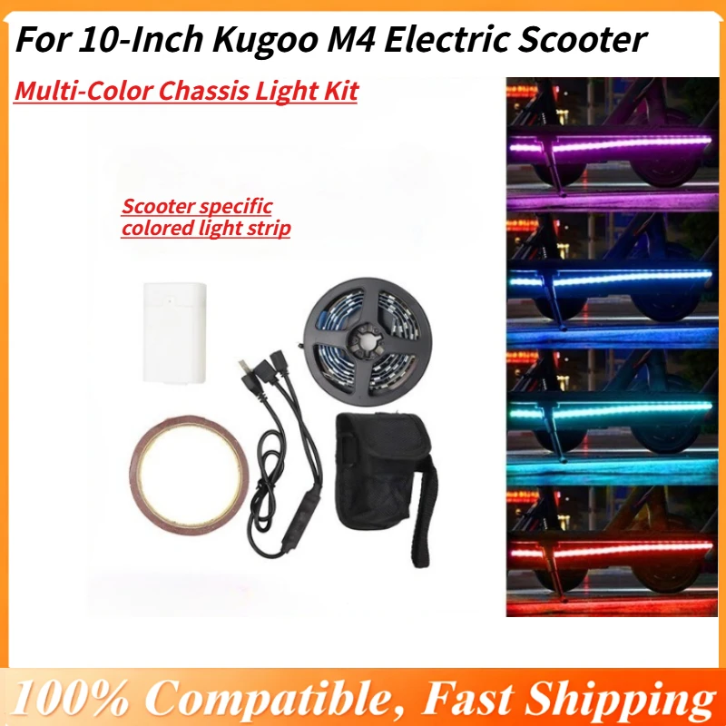 Multi-Color Chassis Light Kit for 10-Inch Kugoo M4, LED Underglow Strip with Remote & Music Mode, Waterproof Easy Install