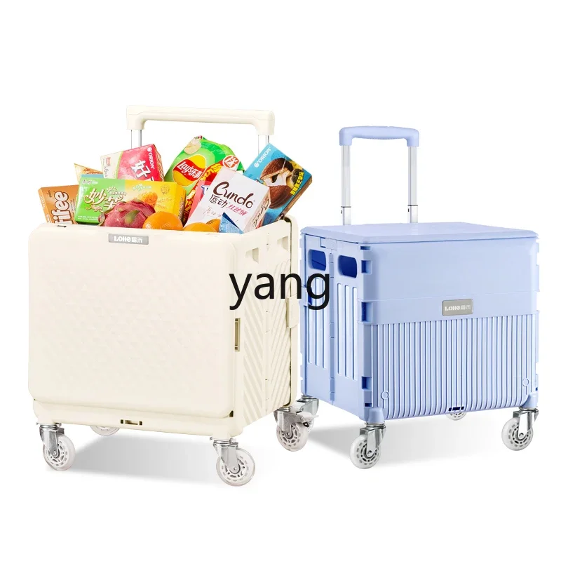 

Yjq shopping trolley household light portable folding shopping cart trolley express trolley to pull goods