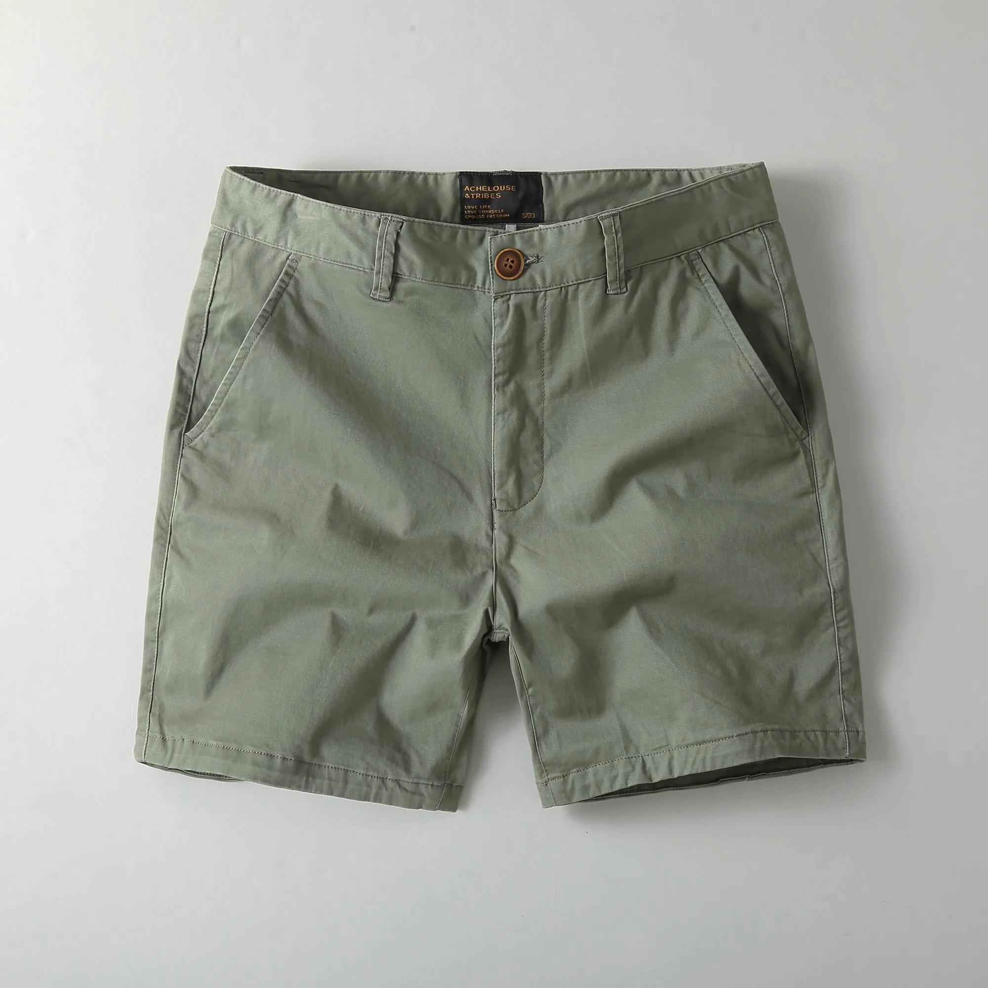 

Повседневные шорты из чистого хлопка в американском стиле, мужские летние тонкие эластичные шорты длиной 3-4 дюйма, дышащие прямые шорты для работы