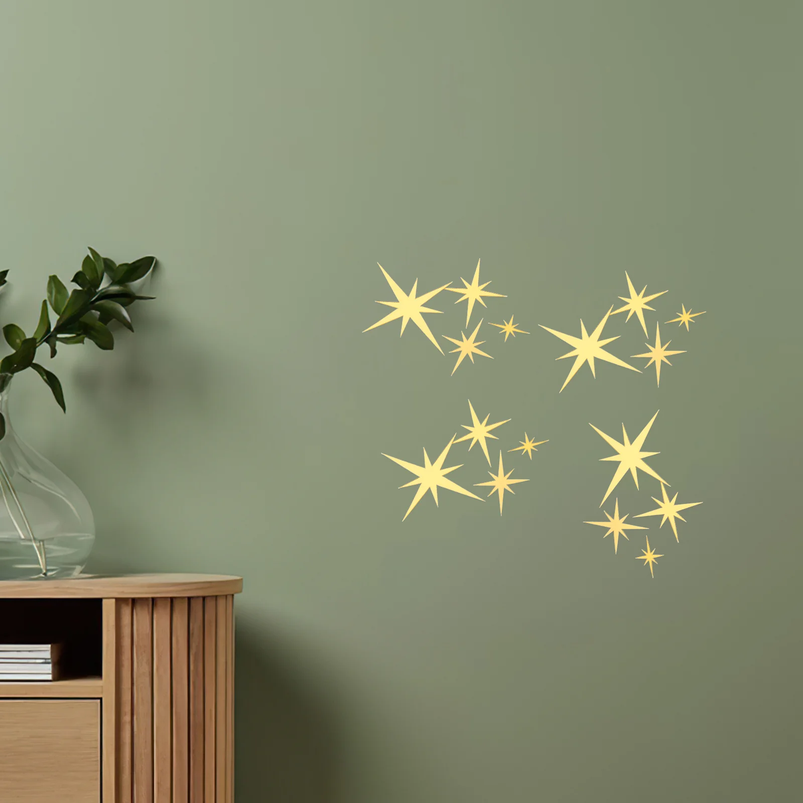 

61Pcs Three-Dimensional Star Wall Decals Reflective Surface Easy Install Home Decor Stickers for Bedroom Ceiling Party Backdrop