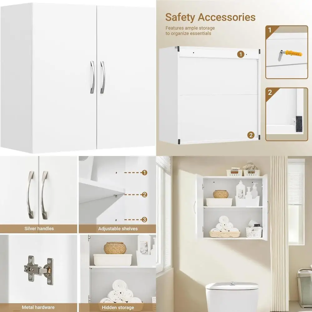 

Laundry Room and Kitchen Wall Cabinet, Space-saving Storage Solution, Medicine Cabinet with Shelf, Ideal for Bathroom, Garage, o