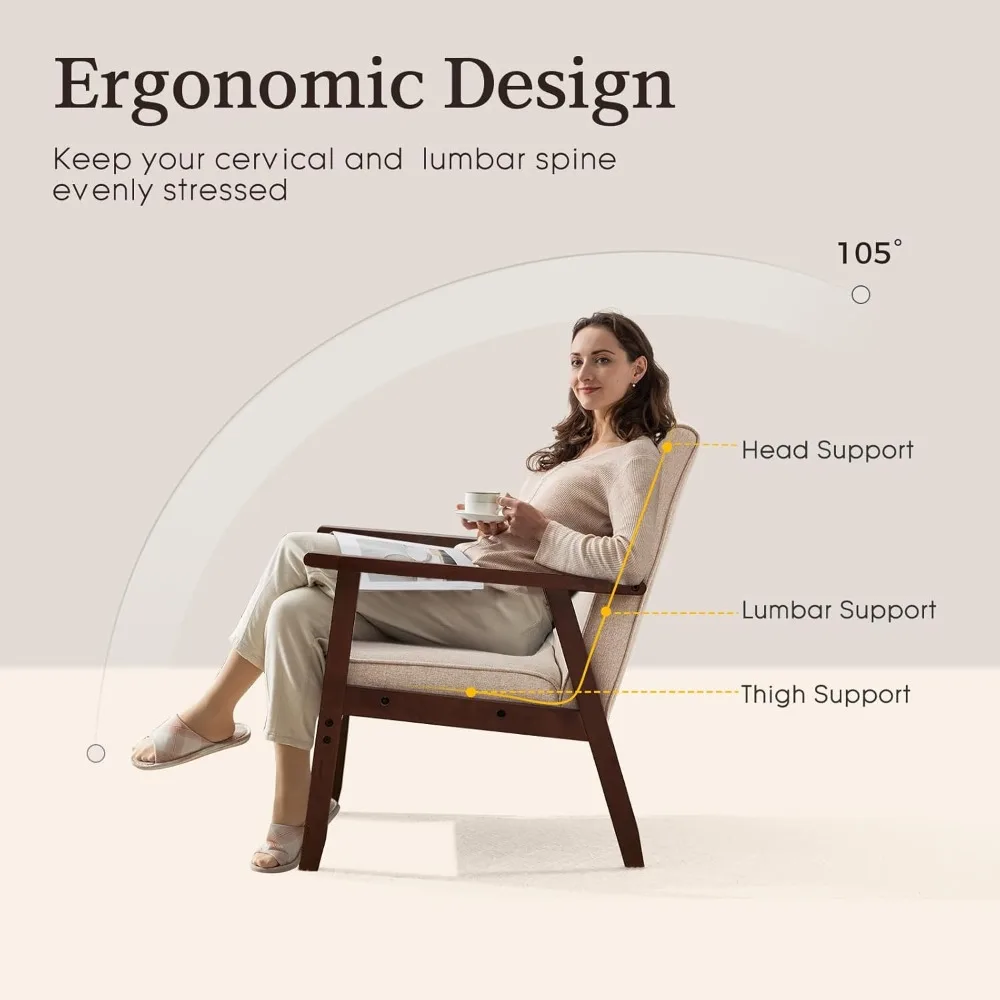 مجموعة كراسي ذات طراز حديث من منتصف القرن مكونة من قطعتين، قماش منجد بإطار من الخشب الصلب، مثالية لقراءة غرفة المعيشة