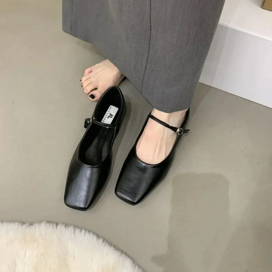 Bailamos 2024 Spring New Brand Women Flats Fashion Square Toe Shallow Mary Jane Shoes Soft Casual Ballet Shoes Slingback Shoes