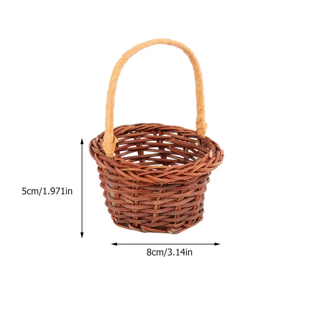 2pcs Miniature Woven Baskets Diy Rattan Basket Decor For Kids Mini House Accessory Storage Ornament Micro Scene Craft Props
