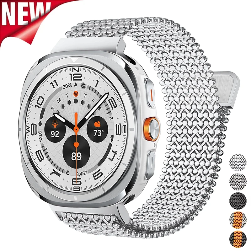 Pulseira de Metal Magnética de Luxo para Samsung Galaxy Watch Ultra 47mm, Bracelete de Aço Inoxidável para GALAXY Ultra 2025 47mm