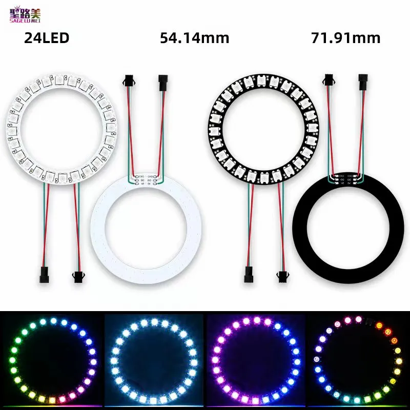 

WS2812B LED Ring Lamp Addressable Pixel Light Full Color DC5V SMD 5050 Round Module RGB Lights 8/16/24/35/45 Bits For Arduino