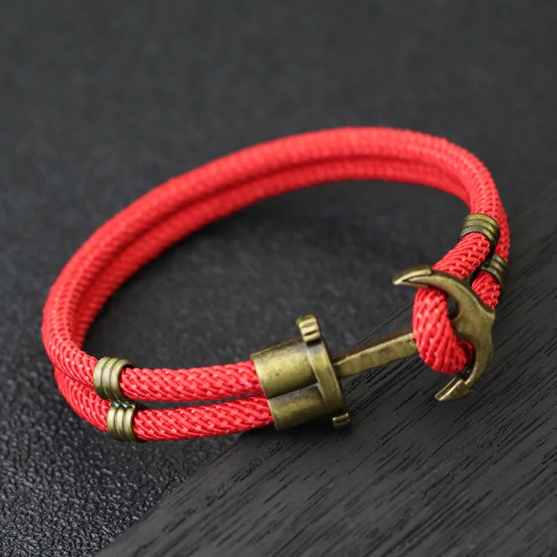 New Men Bracelet Rope Bronze Bilayer Easy Hook Nautical Braclet Gift For Him Beach Surfer Jewelry Accessories Pulsera Hombre