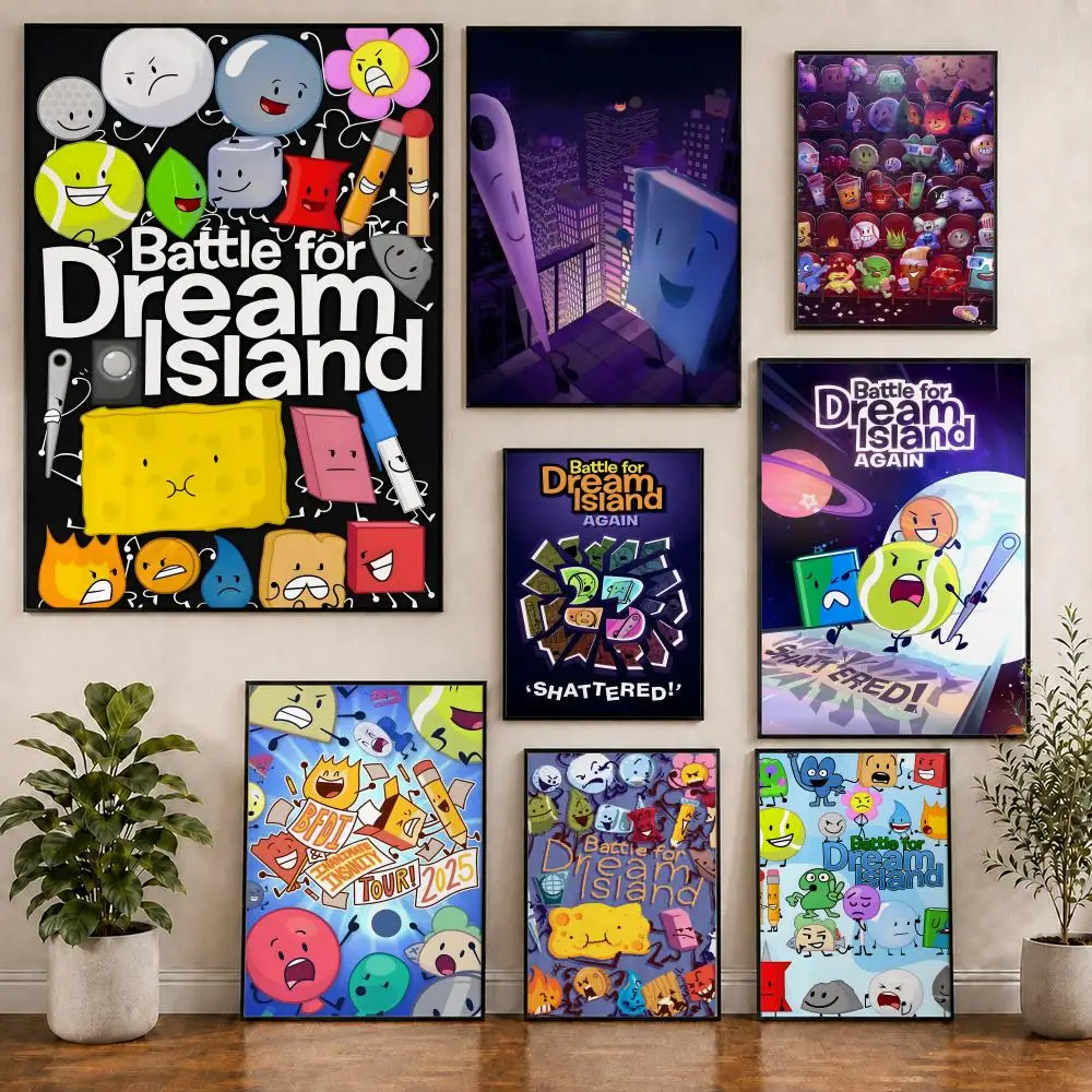 Battle For Dream Island BFDI Poster PVC HD Peel and Stick Modern Poster Home Office Living Room Dining Room Wall Decor