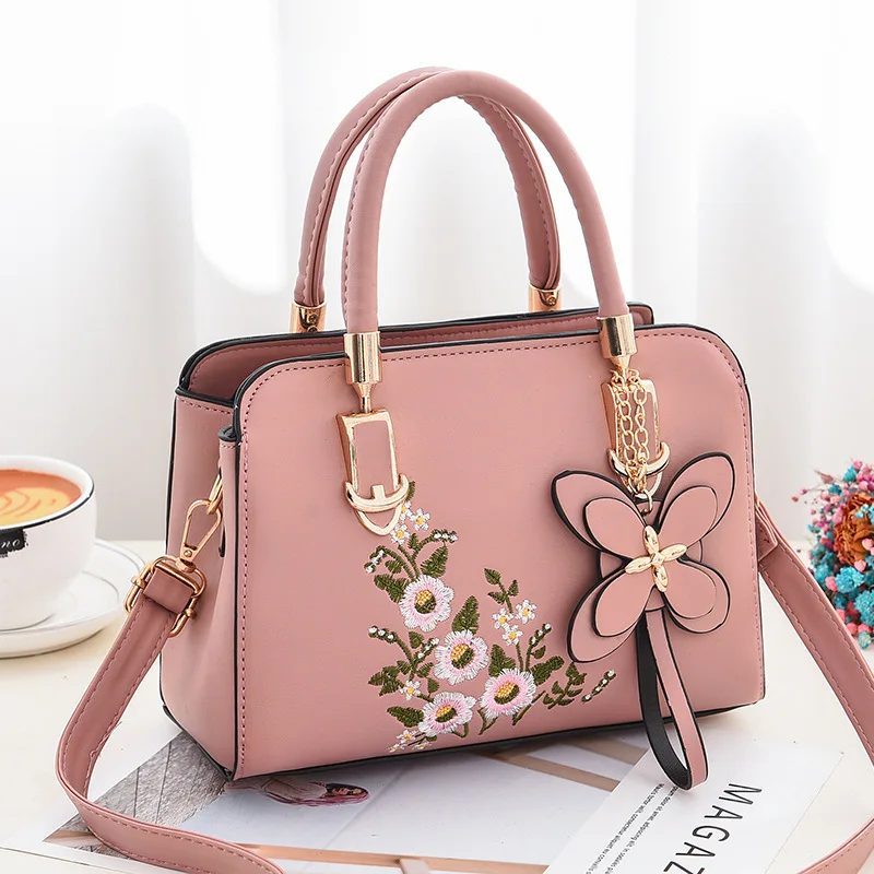 1pc new fashion shoulder bag large capacity soft leather handbag embroidered soft leather crossbody bag