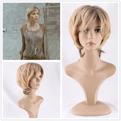 Nuova parrucca cosplay Silent Hill Rose Da Silva, capelli ricci corti soffici dorati da donna europea e americana, cosplay di Halloween