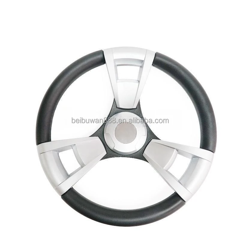 Bright Silver Aluminum Shaft Steering Wheel Marine Grade Steering Wheel