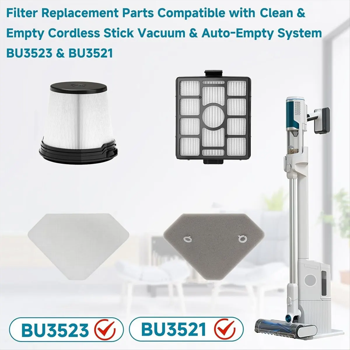 2026 Trend BU3523 Accesories for Clean Cordless Cleaner Stick Vacuum BU3523 BU3521 BU3120 Filter and Foam Filter