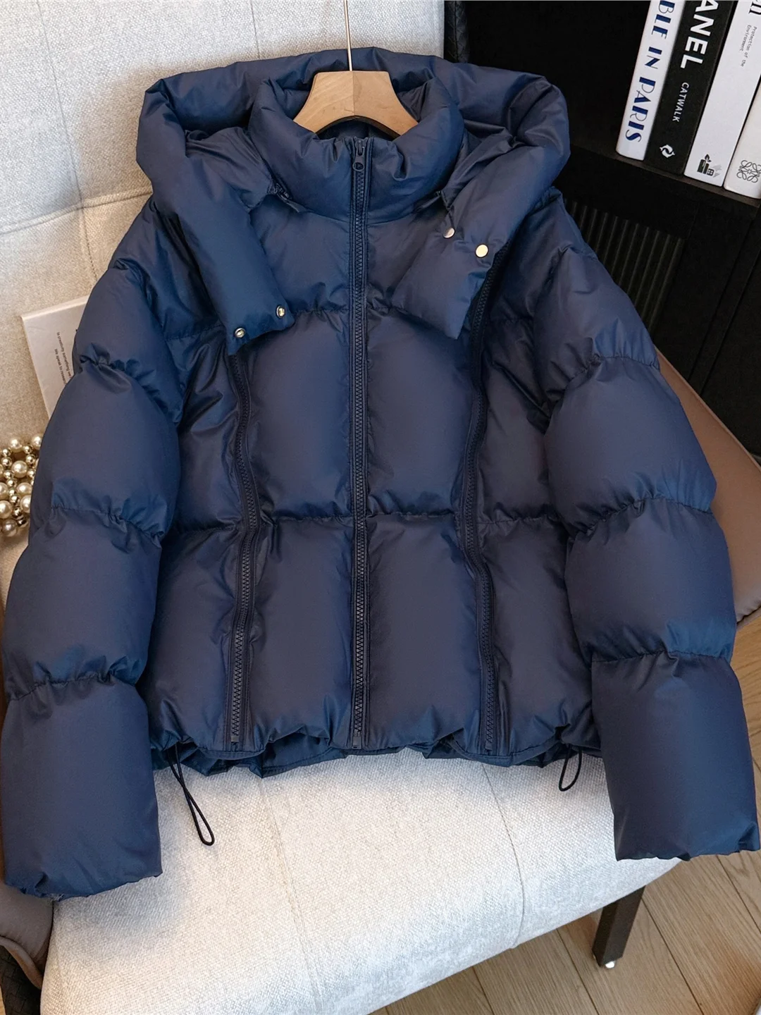 

Женская утепленная хлопковая куртка больших размеров с капюшоном, зимняя теплая верхняя одежда в корейском стиле, свободный крой, длинный рукав, для повседневной носки