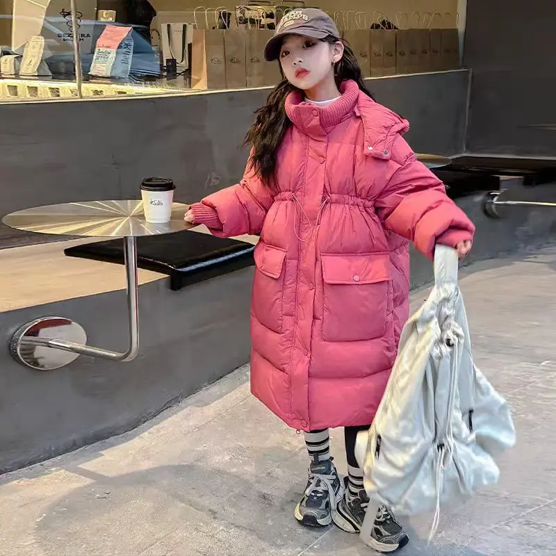 ZOETOPKID Girls' Down Cotton Jacket 2026 New Style Medium Long Girls' Winter Children's Clothing Children's Winter Coat