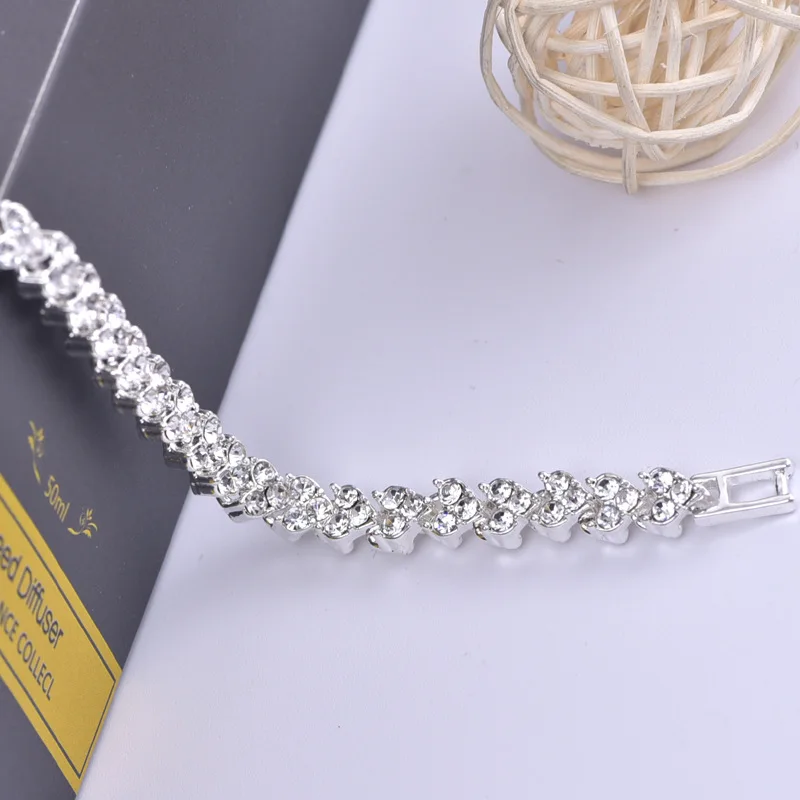 Luxury Jewelry for Women Roma Silver Color Charm Bracelet for Women Cubic Zirconia Crystal Bracelet Valentines Day Gift Wedding