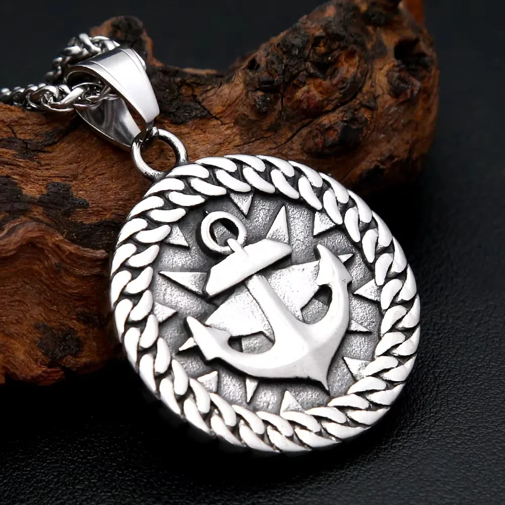 

Vintage Punk Nordic Anchor Pendant Necklace Stainless Steel Viking Necklace For Men Unique Biker Jewelry Gift Dropshipping