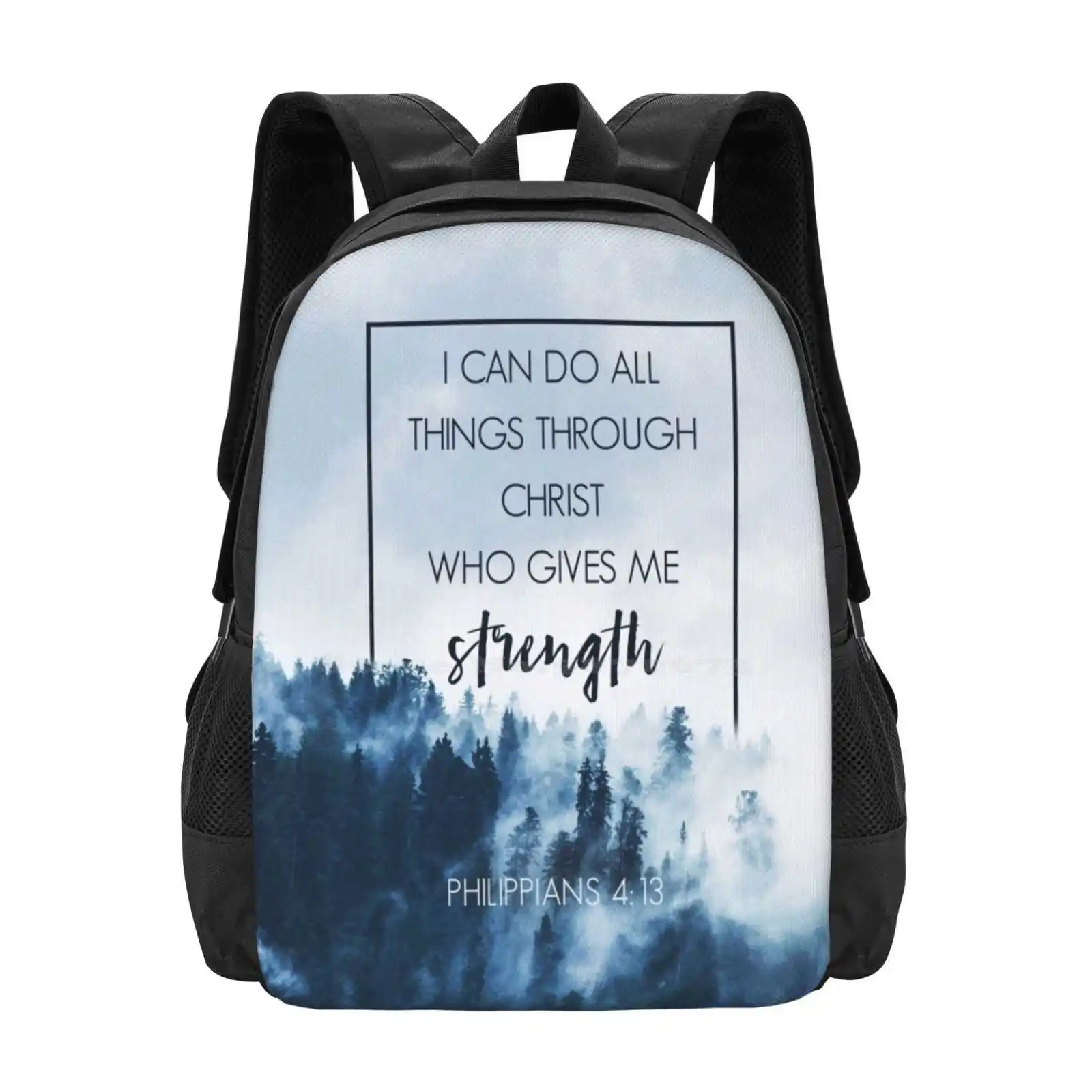 

Лесные филиппийцы 4:13 Школьные сумки для девочек-подростков Дорожные сумки для ноутбуков Библейский стих Филиппийцам 4 13 Иисус Цитата Мужчина