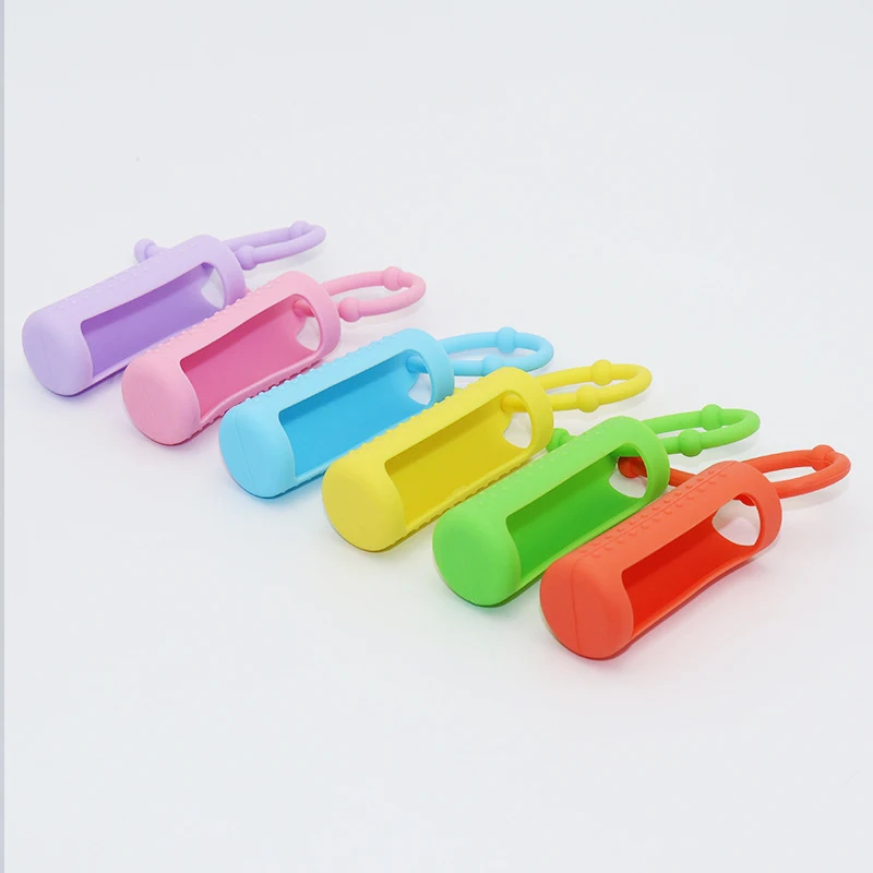 6Pcs 10ml Roller Bottle Holder Silicone Essential Oil Carrying Case Travel Perfume Bottle Silicone Sleeve Glass Bottle Key