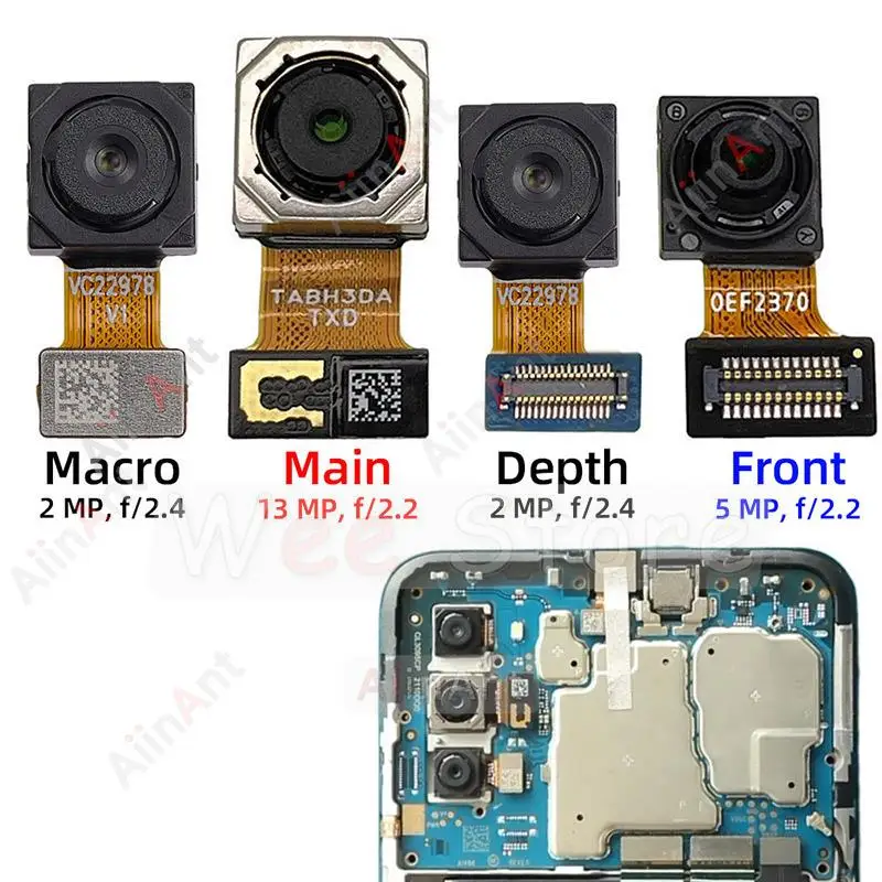 AiinAnt Back Front Small Wide Macro Depth Main Rear Camera Flex Cable For Samsung Galaxy M02s M02 M022F M025F