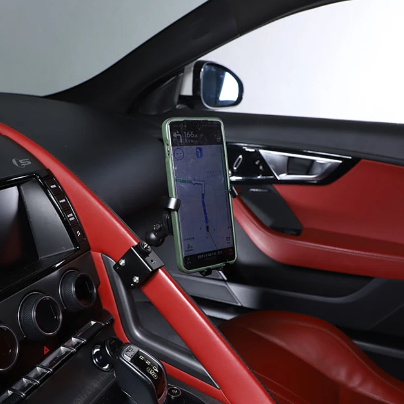 

Для Jaguar F-TYPE 2013-2023 черный автомобильный центральный держатель управления, держатель для мобильного телефона, GPS-навигатор, внутренние автомобильные аксессуары