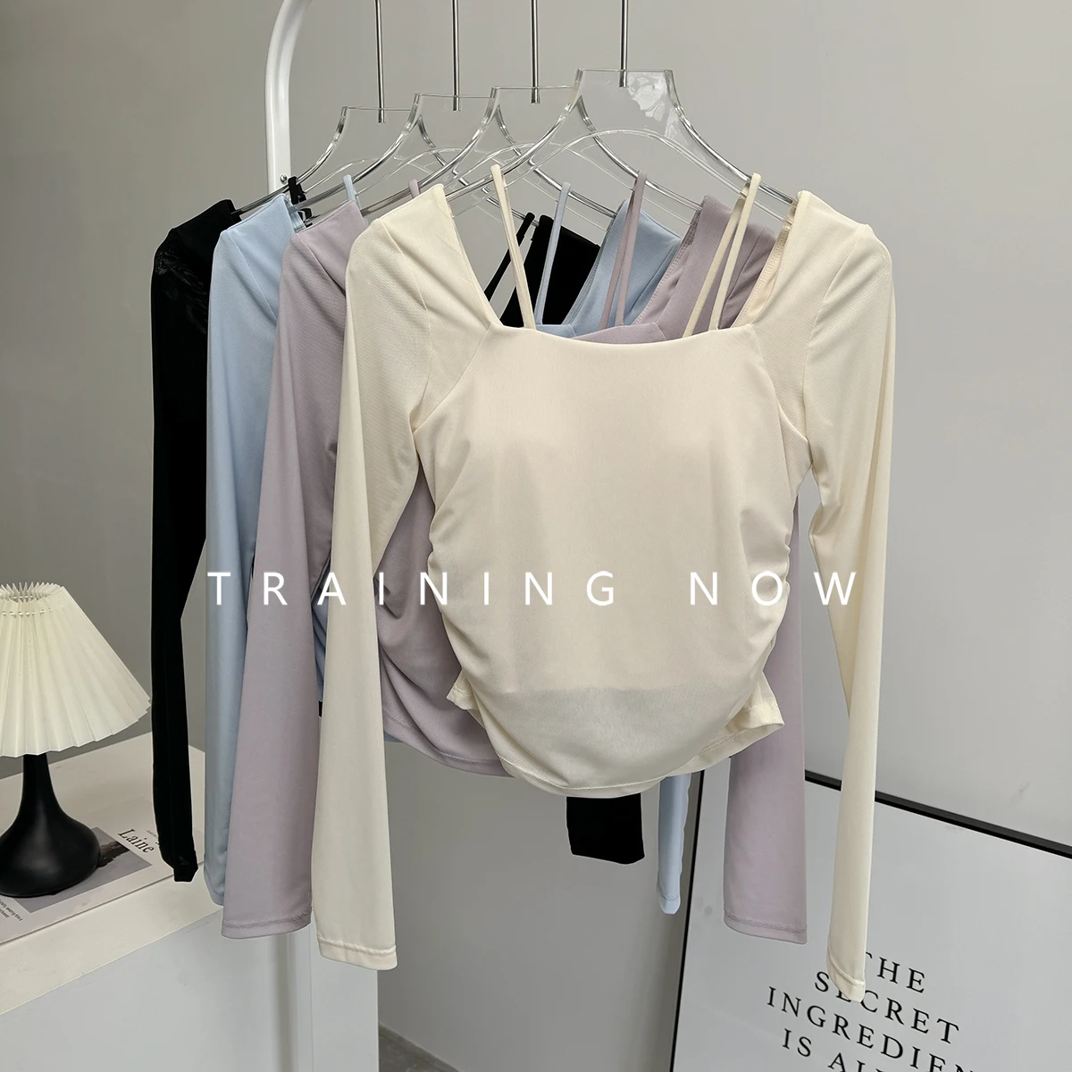 

Advanced mesh sports long-sleeved women's spring slim fit yoga bodysuit professional running training quick-drying suit