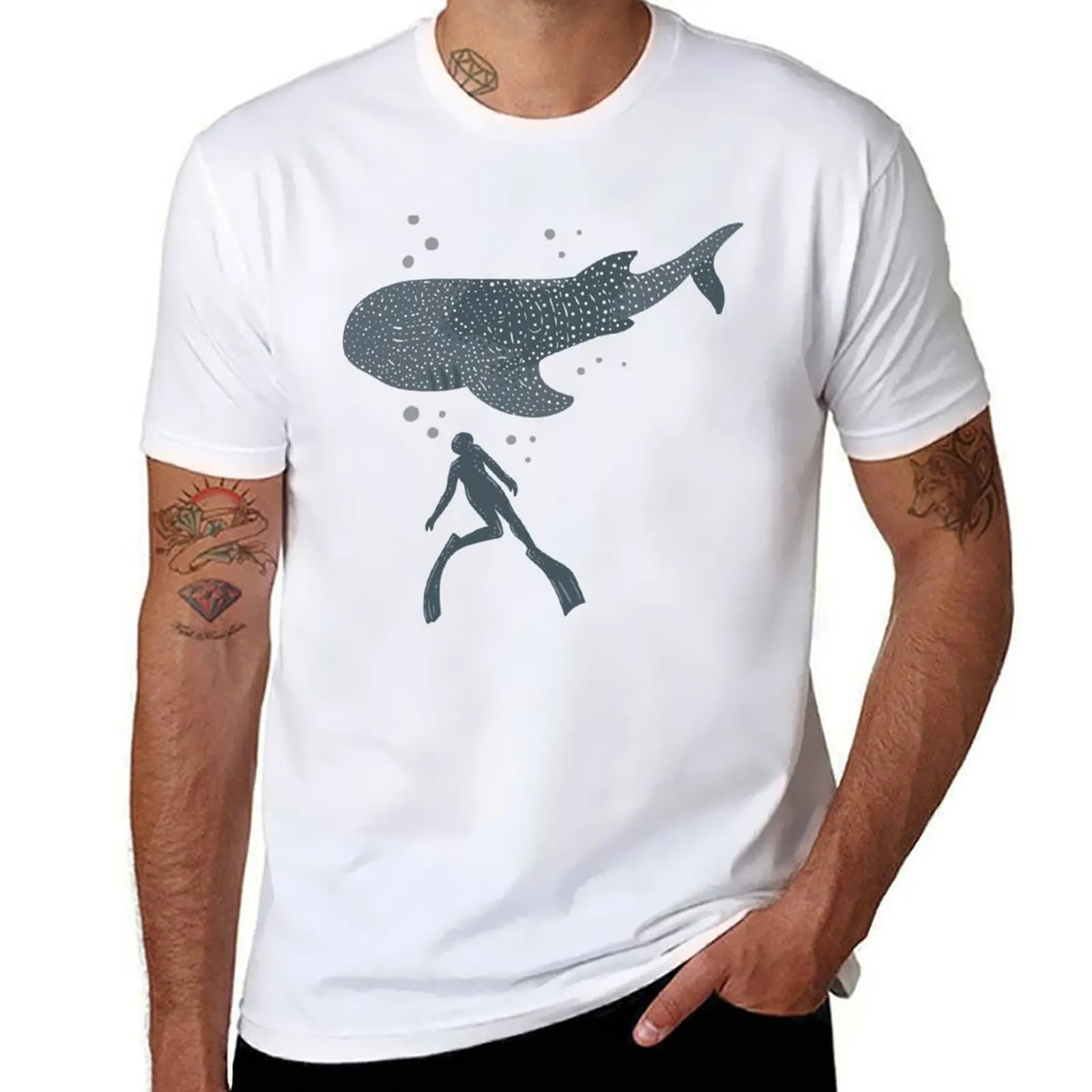 

Whale Shark Free Diver T-Shirt t shirts for man cotton man t shirts high quality luxury brand T-Shirt