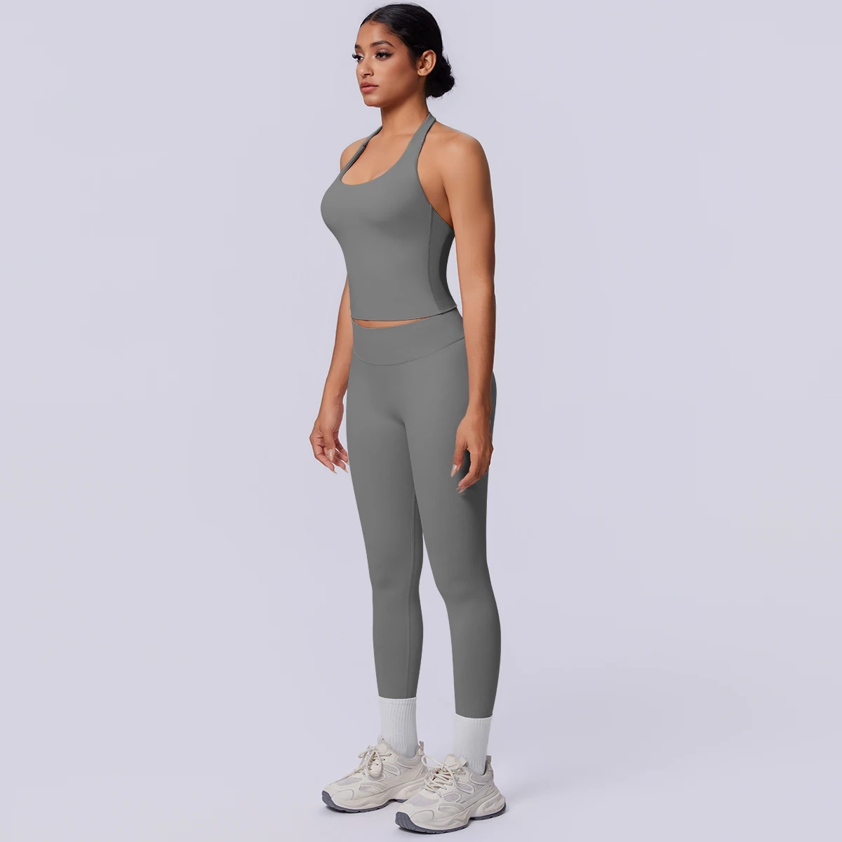 Sport Fitness Kleidung Damen Yoga Set Sommer Gym Lauf-Workout Top Yoga Weste Einfarbige Po-Formende Fitness Hose Yoga Set – Detail 35