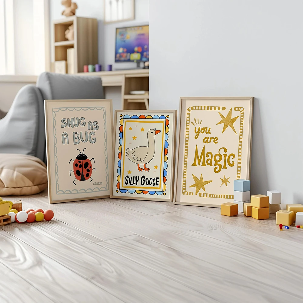 

Silly Goose Print Snug As A Bug Poster Apartment Decor Wall Nursery Art Trendy You Are Magic Positive Quotes Kids Room Murals