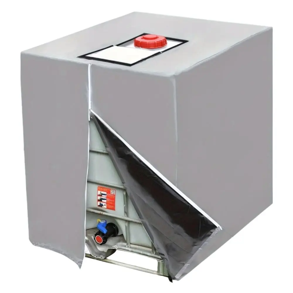 Durable IBC Tote Cover Waterproof Protection Shield With Zipper And Velcro Closure For Outdoor Industrial Water Tank Storage Use
