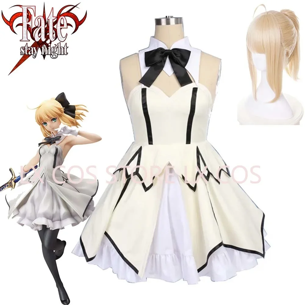 Fate Stay Night Altria Pendragon Saber Cosplay Costume Christmas New years Costumes Halloween Outfit Anime Clothes