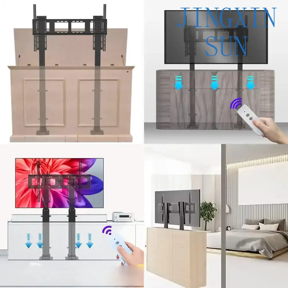 65-100 inch Motorized TV Lift for TV Mounts Adjustable Height Ergonomic TV LIF with Remote Control Double Column Lift for